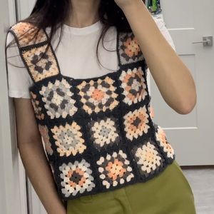 Handmade crochet granny square vest bustier (100% cotton)